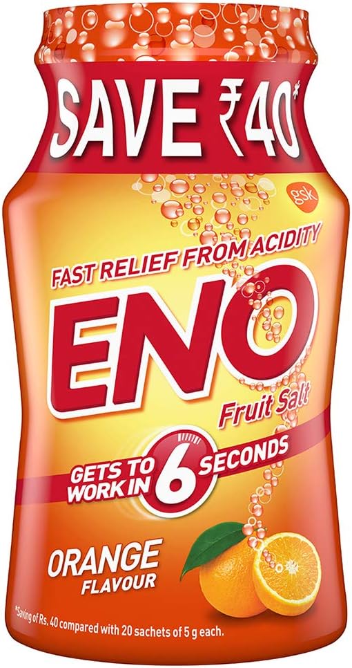 ENO Fruit Salt Orange Flavour 100g Bottle